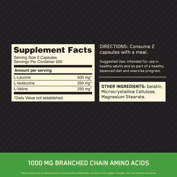 Optimum Nutrition BCAA 1000 400 Capsules (200 Servings) | YJE-508472